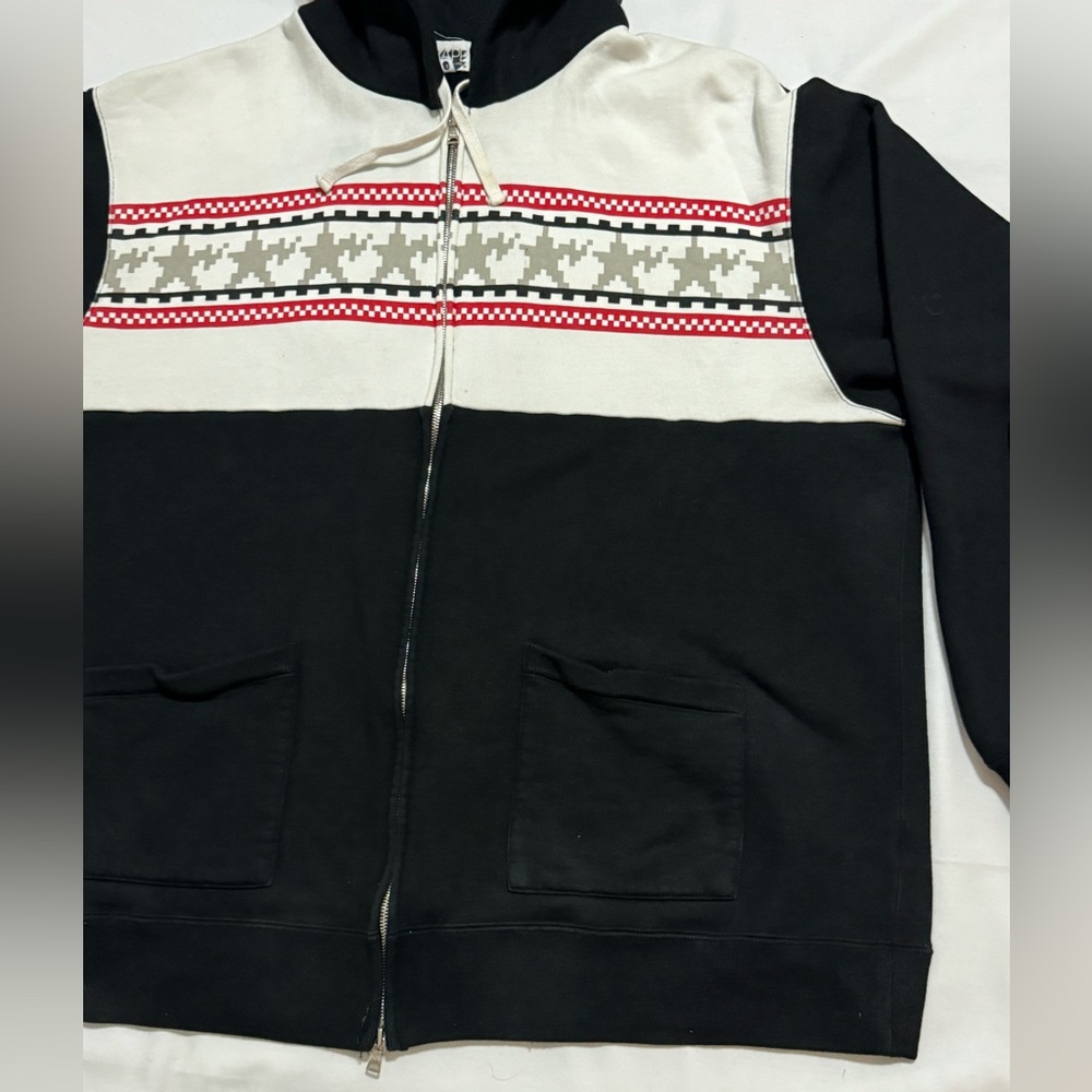 VTG A Bathing Ape BAPE Digital Print Y2K Stars Nigo Parka Zip Hoodie RARE BLACK - Picture 4 of 16